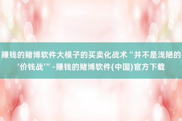赚钱的赌博软件大模子的买卖化战术“并不是浅陋的‘价钱战’”-